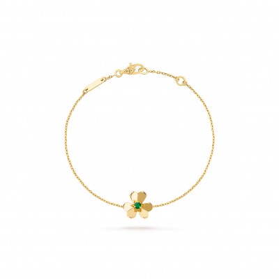 VAN CLEEF ARPELS FRIVOLE BRACELET, MINI MODEL - YELLOW GOLD, EMERALD  VCARP7SC00